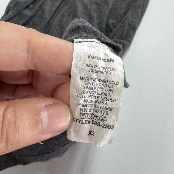 Veronica M Dress Womens Extra Small Gray Long Sleeve V Neck Stretch Knit USA - Picture 4 of 7
